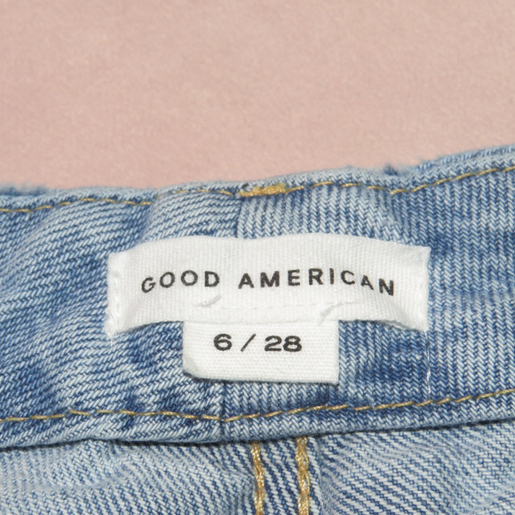 Good American Good Boy High Rise Distressed Straight Leg Jeans - Picture 9 of 11